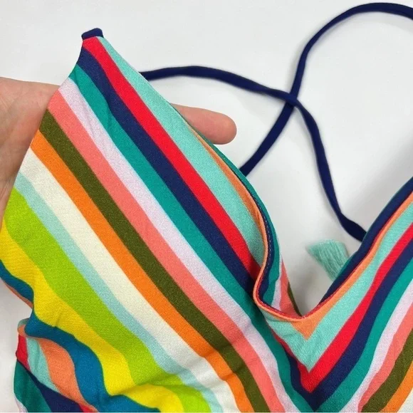 NWT Trina Turk Multicolor Aveiro Striped Scarf Coverup Dress